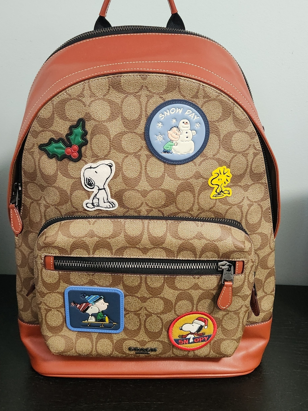 NWOT Coach Snoopy Patch Backpack - Brown & Saddle